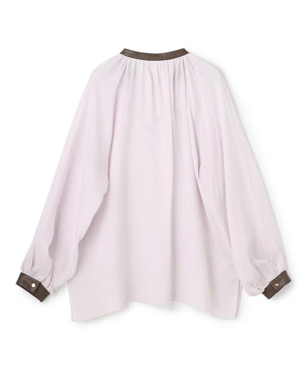 BEIGE， PAULINE / リネンヴィスコースフェイクレザー配色ブラウス 