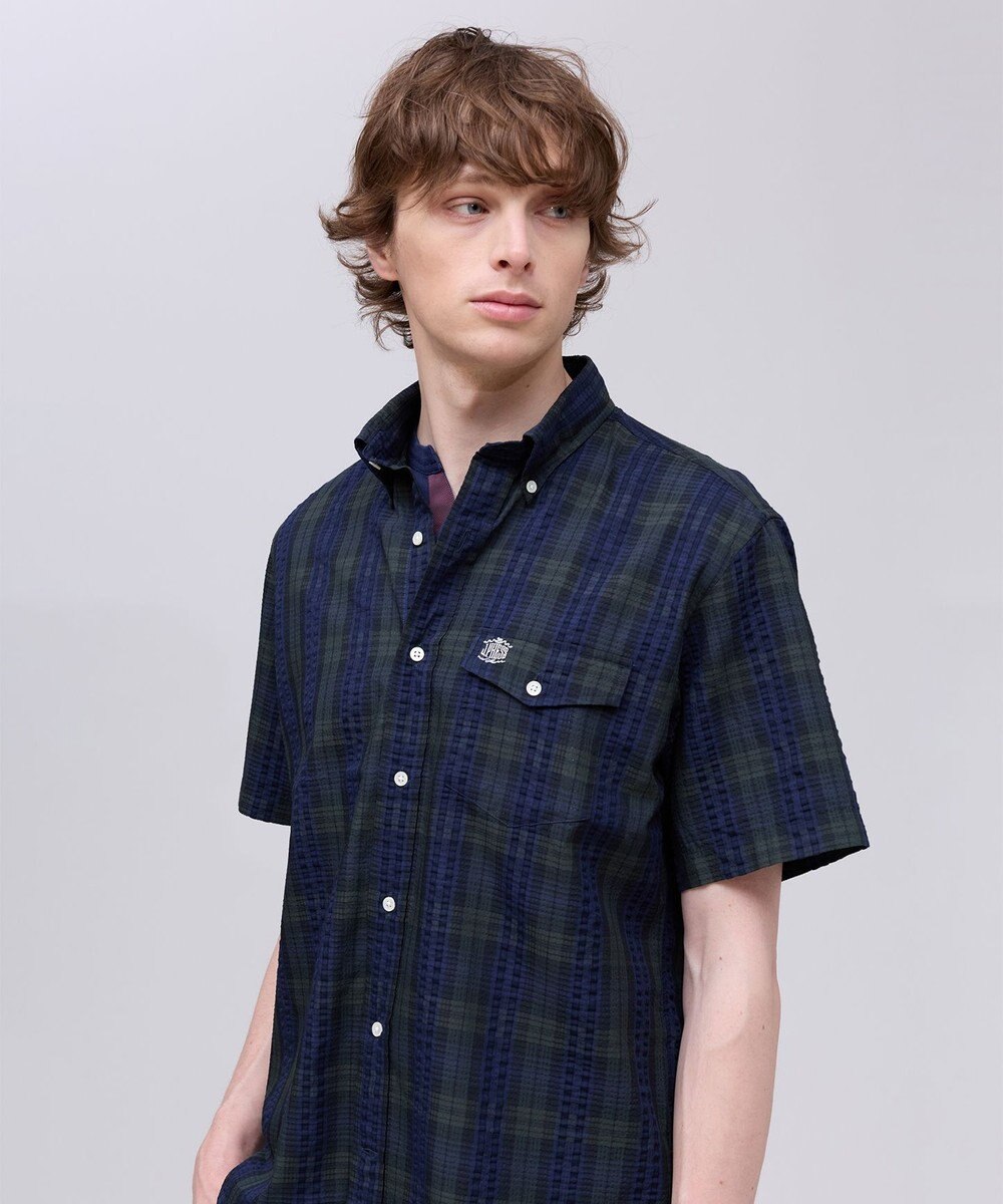 J.PRESS MEN 【Aero Weave】クールマックスサッカー チェック シャツ / B.D. 