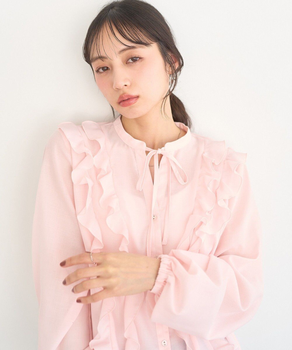 earth music&ecology フリルリボンブラウス 