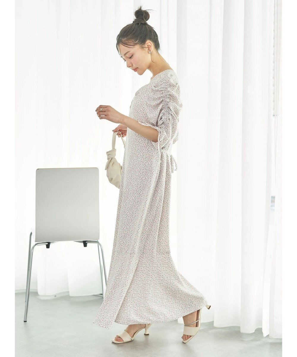 earth music&ecology 袖ドロストフラワーワンピース 