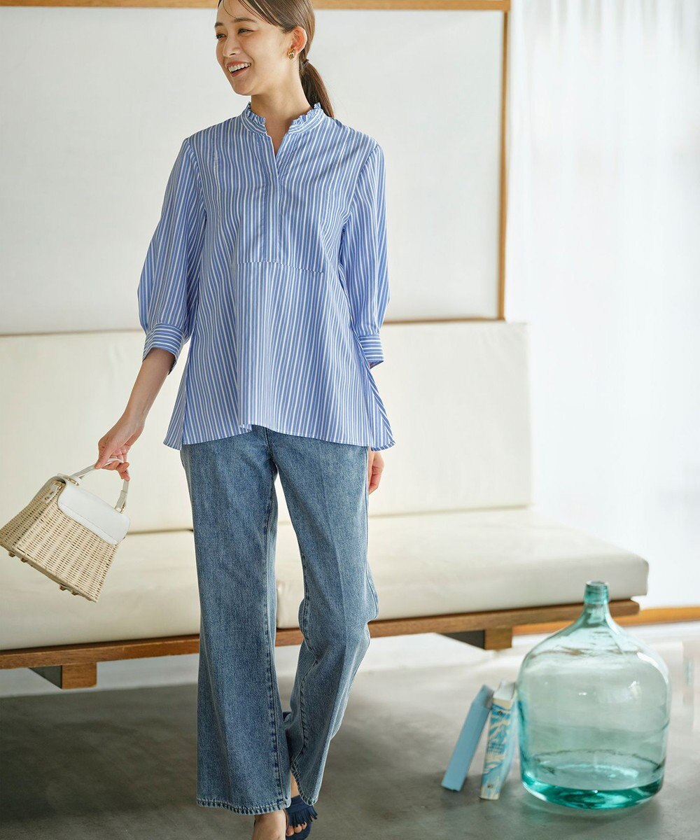 組曲 【WEB限定】ナイロンレーヨン スキッパーブラウス 