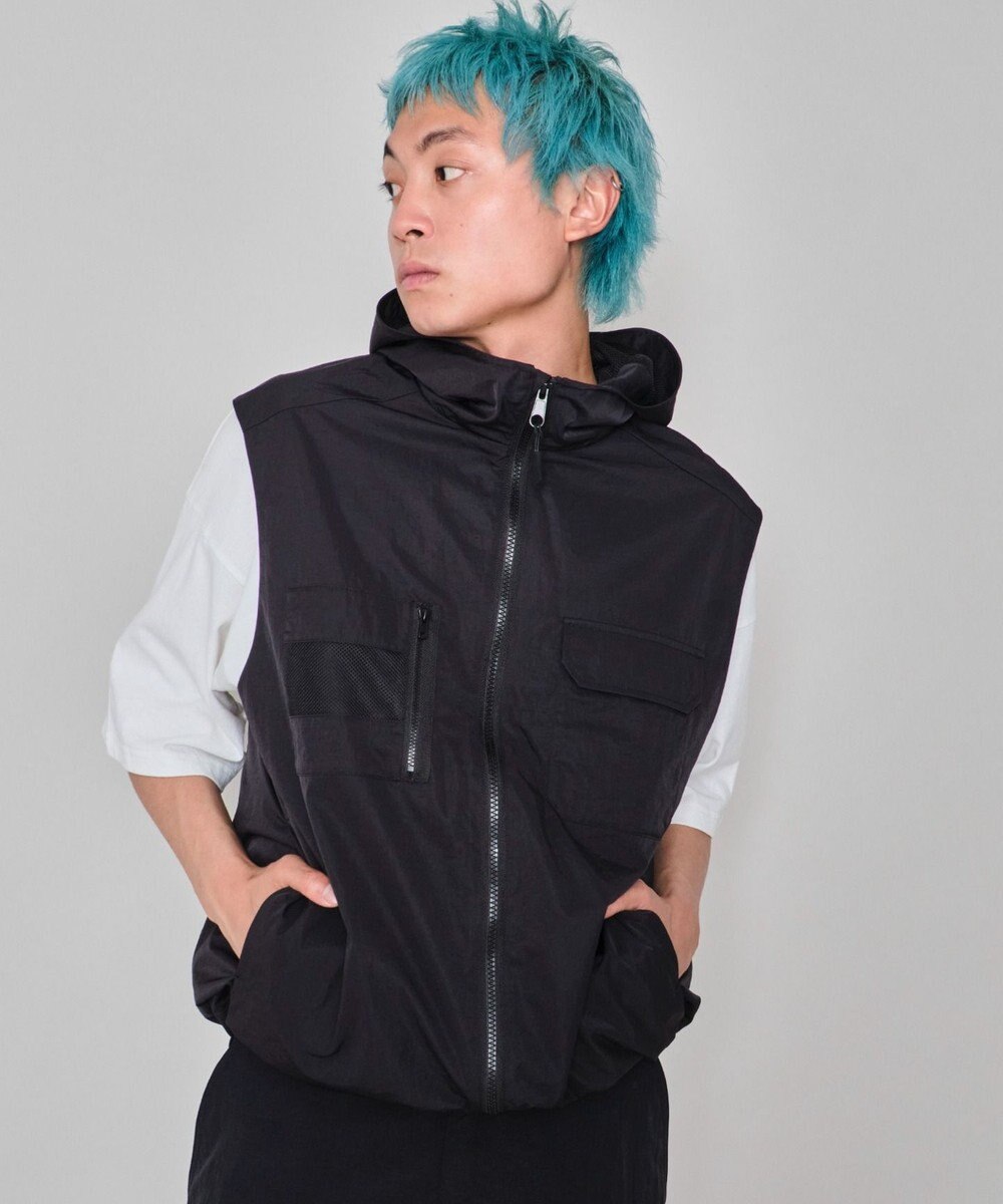 WEGO 【ユニセックス着用ITEM】フードナイロンベスト 