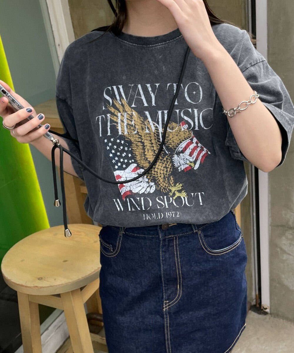 WEGO 【綿100%】ヴィンテージウォッシュグラフィックTシャツ 