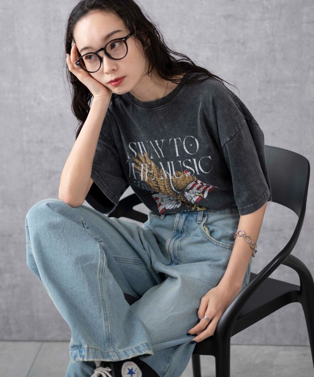 WEGO 【綿100%】ヴィンテージウォッシュグラフィックTシャツ 