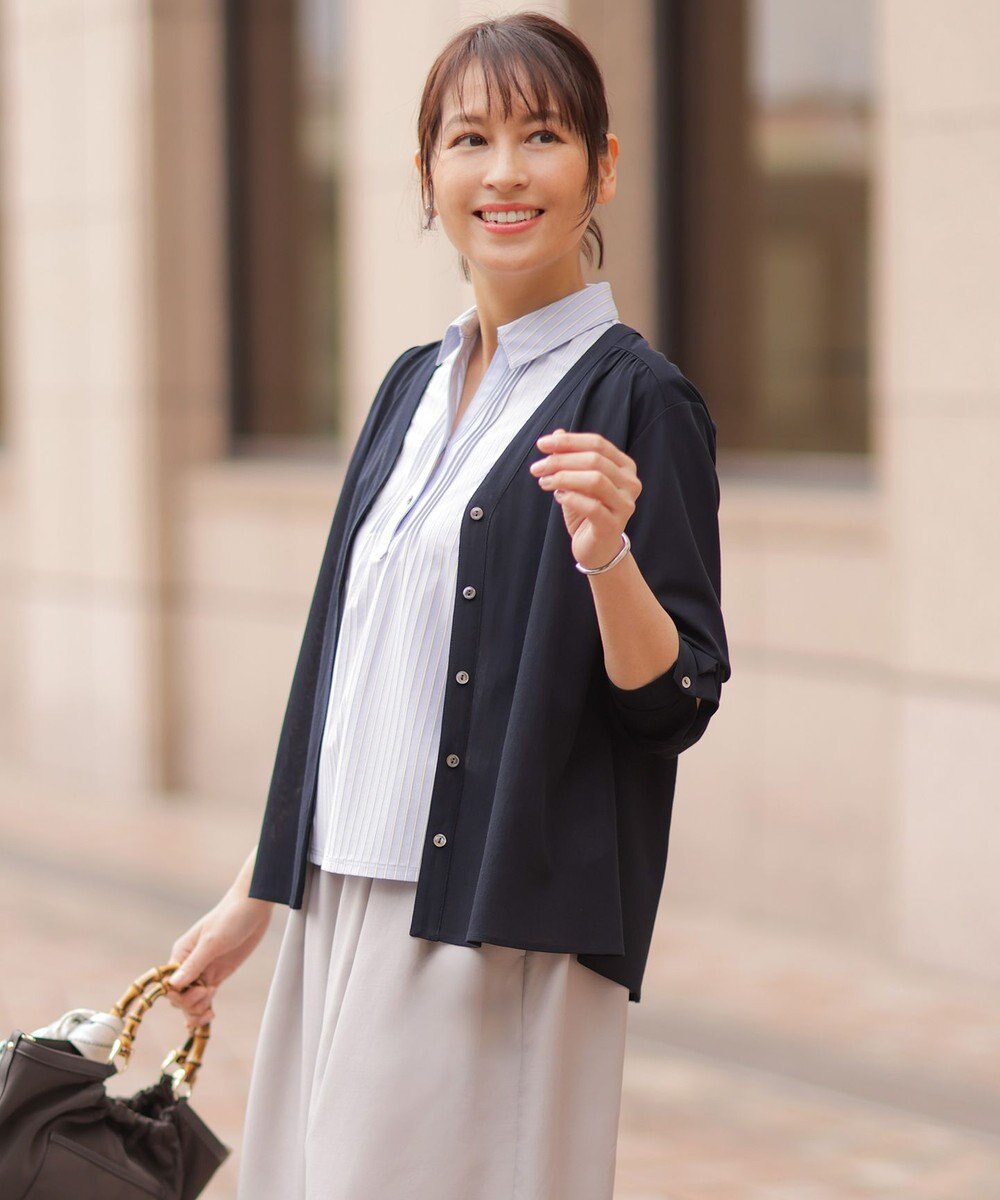 J.PRESS LADIES 【冷房対策に】シアードライトリコット Vネック カーディガン 
