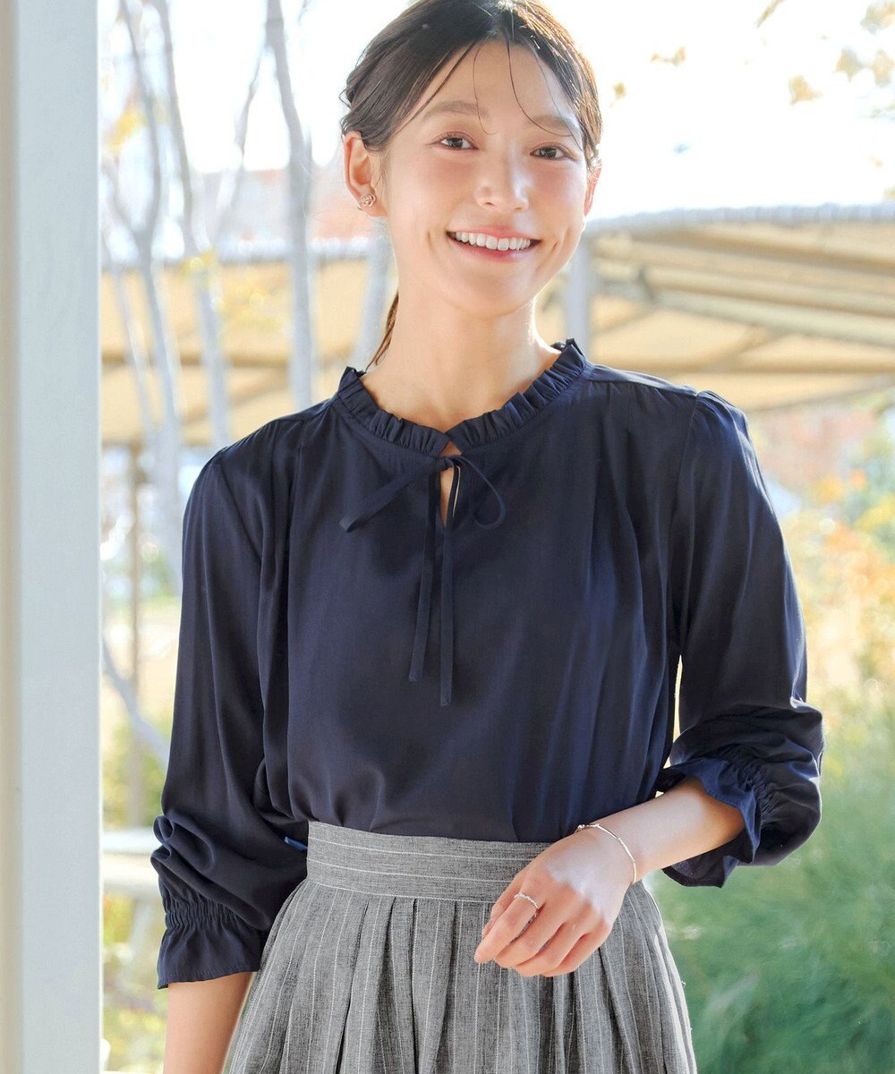 Tiaclasse フリルリボンブラウス 