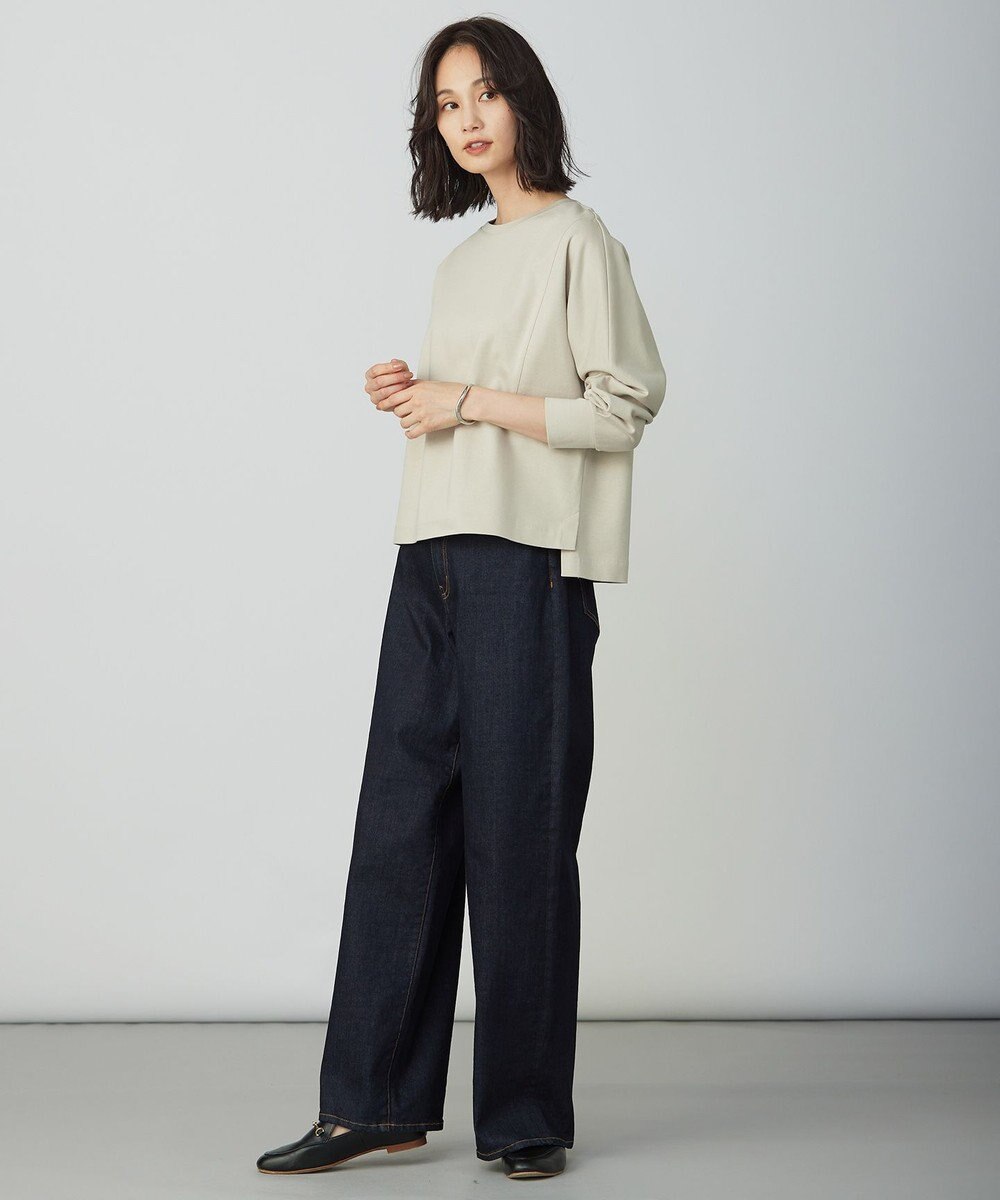 J.PRESS LADIES 【洗える】BASIC STRETCH DENIM ワイド ストレート デニム 