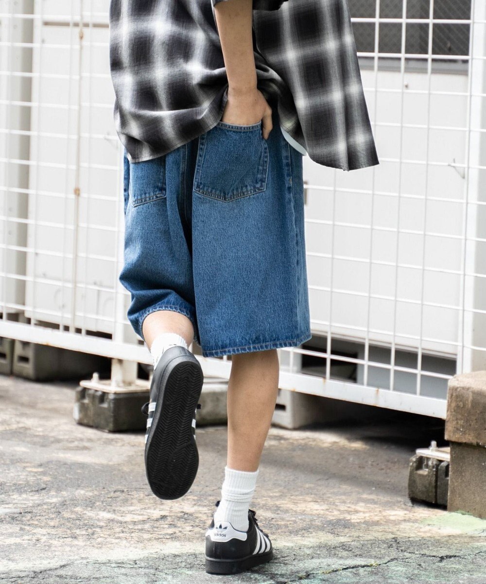 WEGO 【ウエストゴム/手洗い可】デニムバギーショーツ 