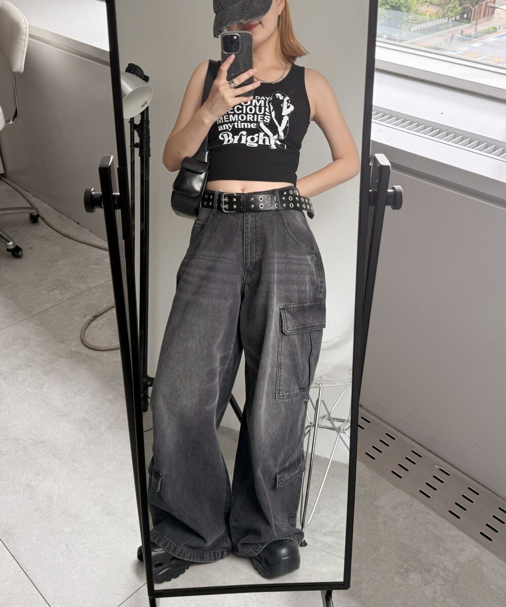 WEGO 【カップ付きインナー】グラフィックカップ付きリブタンク 