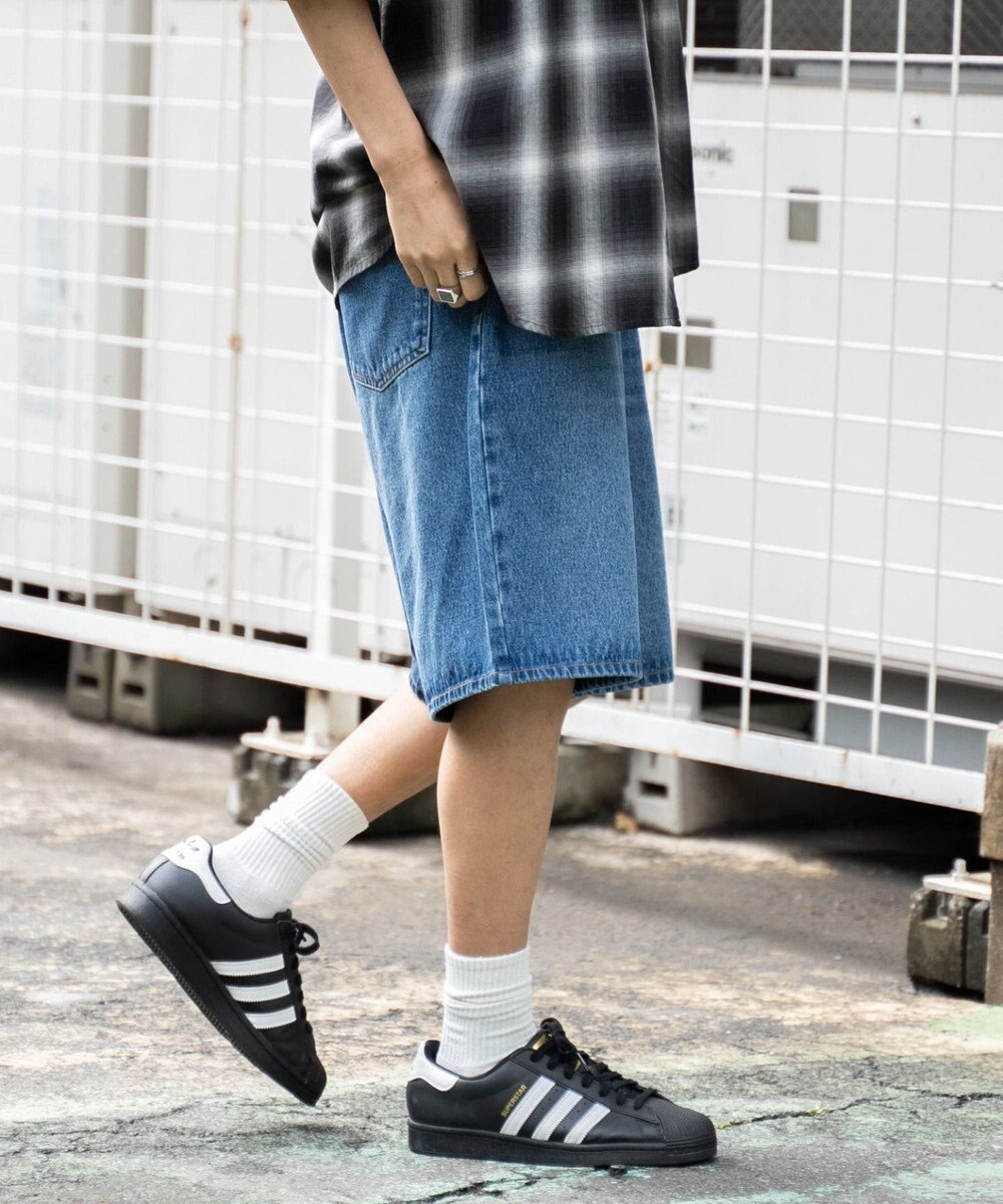 WEGO 【ウエストゴム/手洗い可】デニムバギーショーツ 