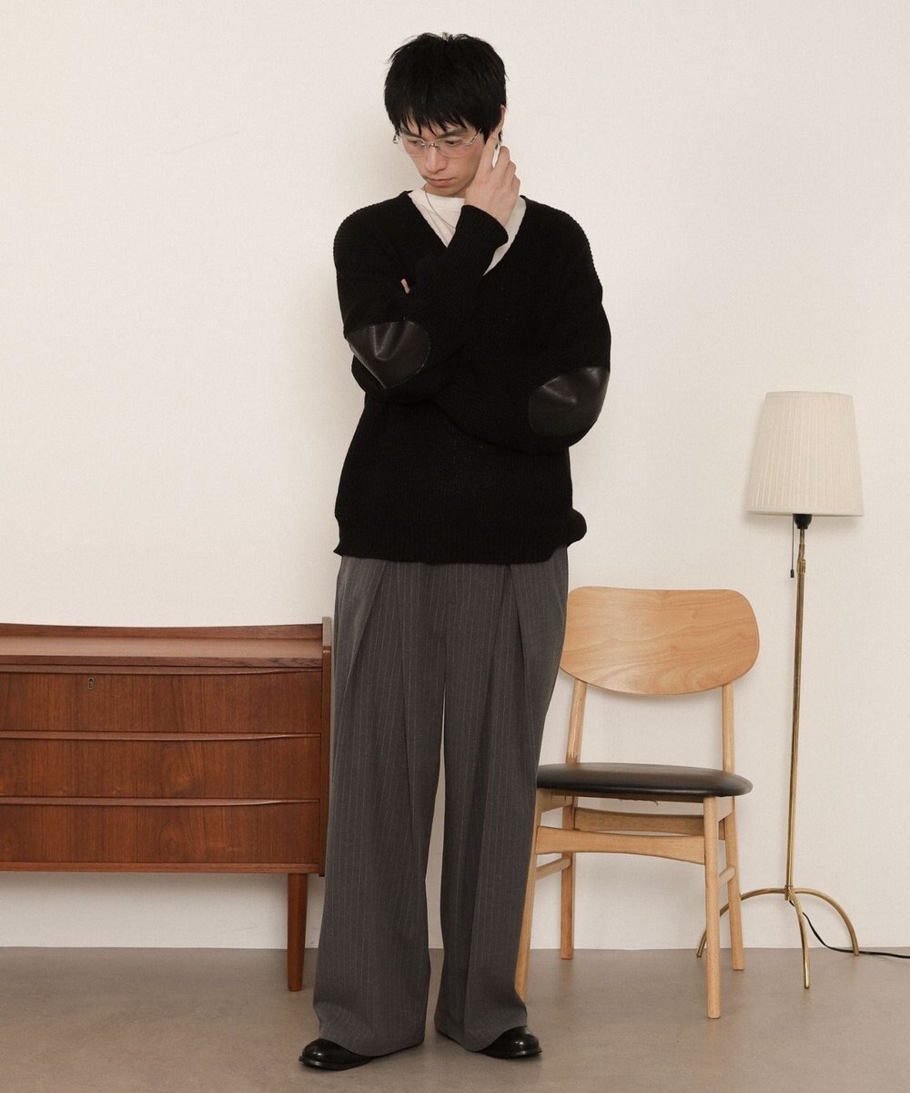 WEGO エルボーパッチVネックプルオーバー 