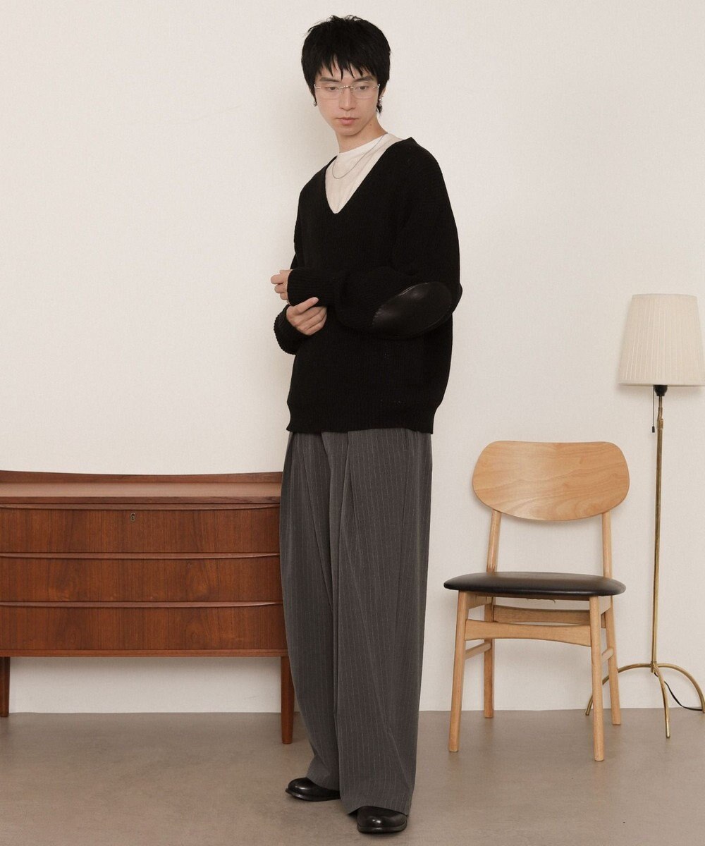 WEGO エルボーパッチVネックプルオーバー 