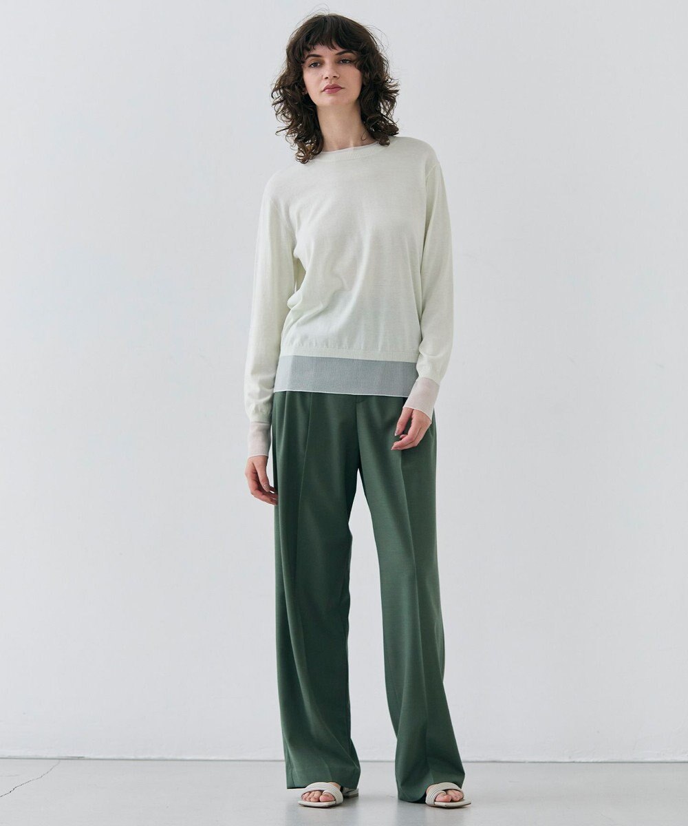 BEIGE， 【洗える】JULIE / シルク混クルーネックシアートップス 