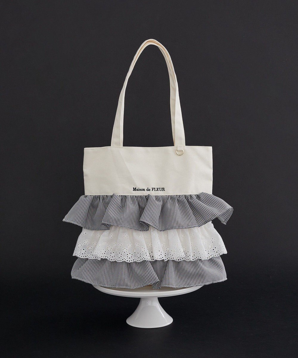 Maison de FLEUR フロントフリルトートバッグ 