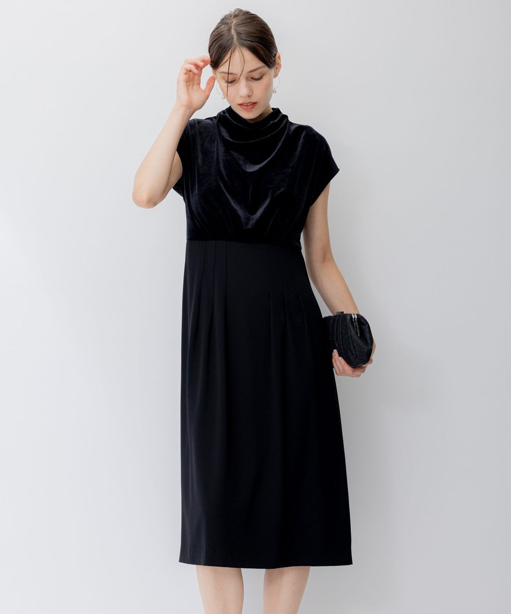 23区 L 【APPLAUDIR】ベルベットコンビ ドレス ブラック系