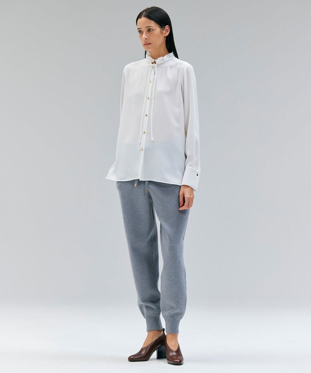 BEIGE， 【洗える】STOW / フリルタイブラウス 