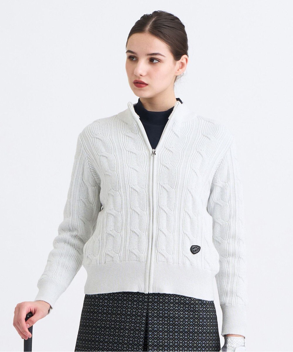 23区GOLF 【WOMEN】ラメケーブルジップアップカーディガン　防風裏地付き 