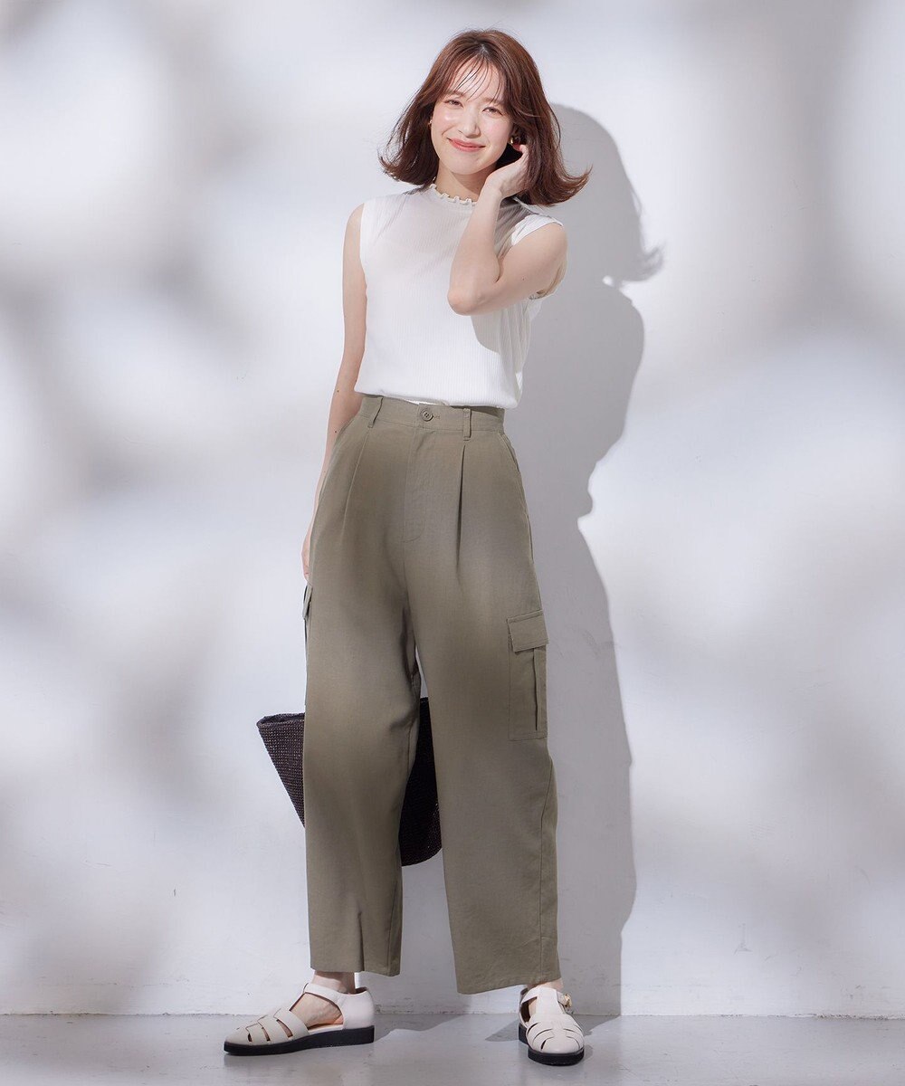 ANY 【ウエストゴム】清涼リネンカーゴパンツ 