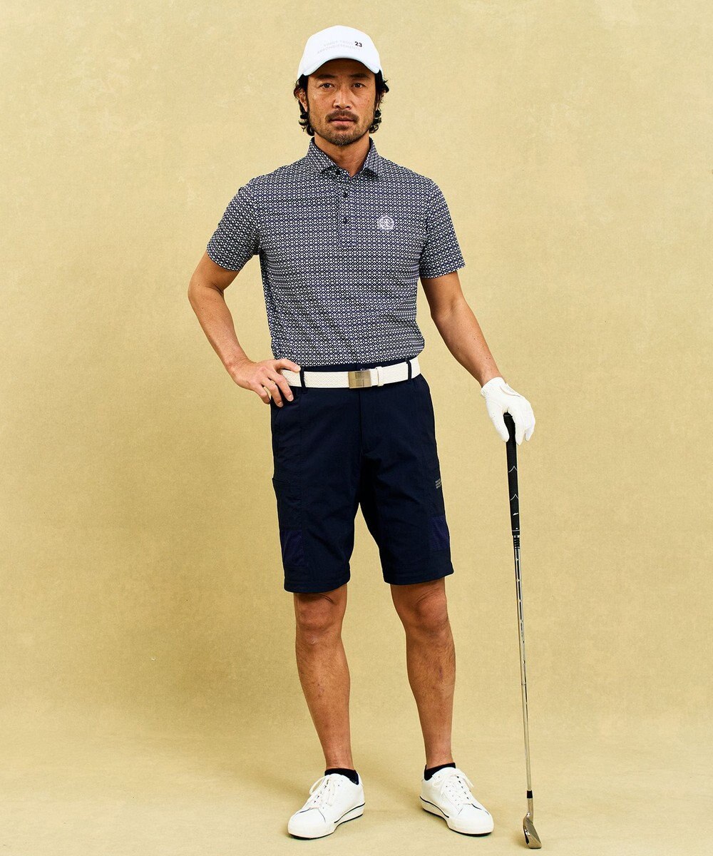 23区GOLF 【MEN】モノグラム柄  半袖ポロシャツ 