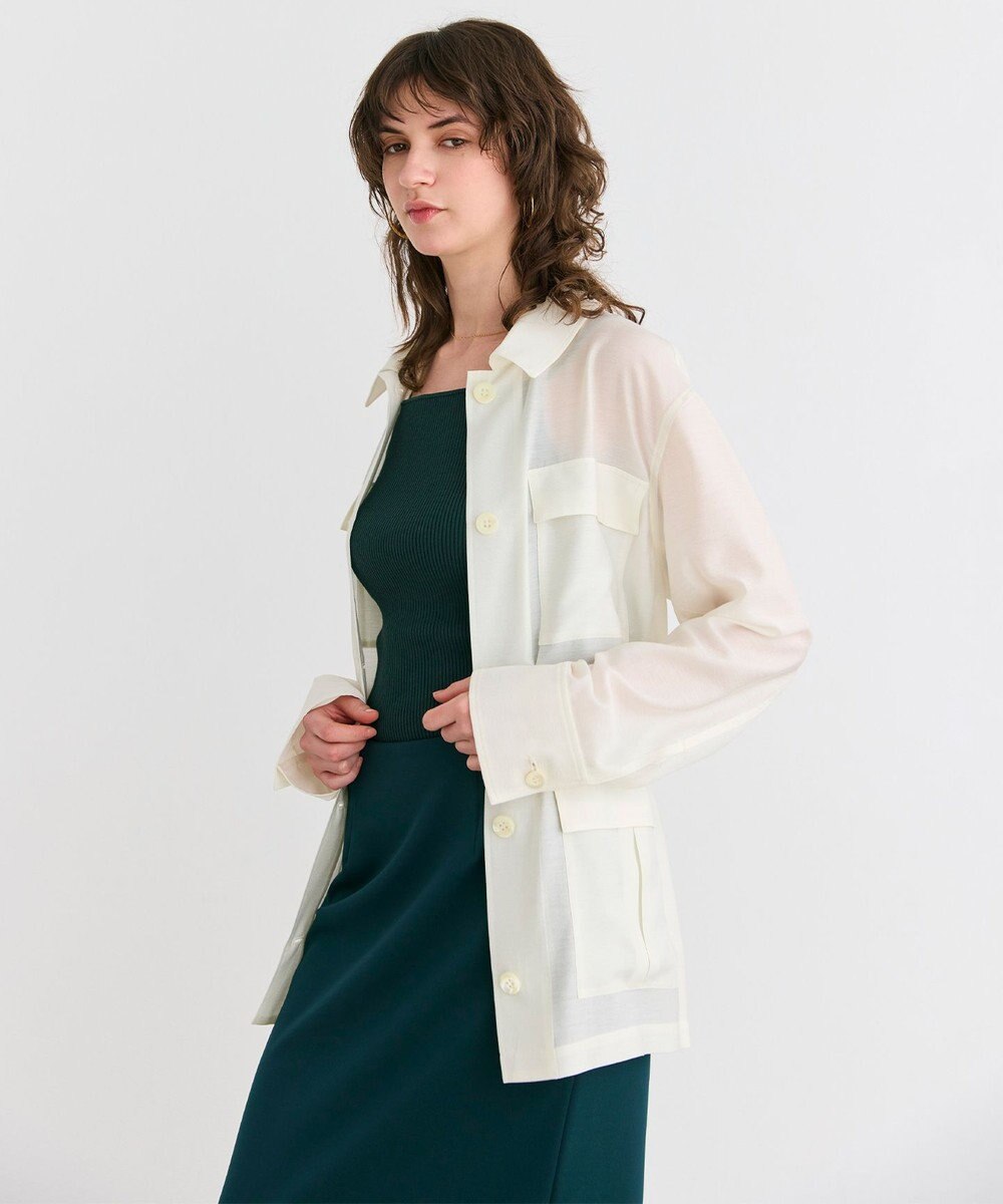 BEIGE， 【洗える】AMARYLLIS / ウエストベルトシアーサファリジャケット 