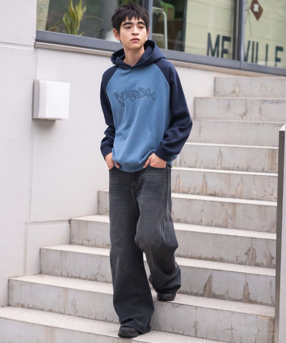 WEGO ラグランプルパーカー 