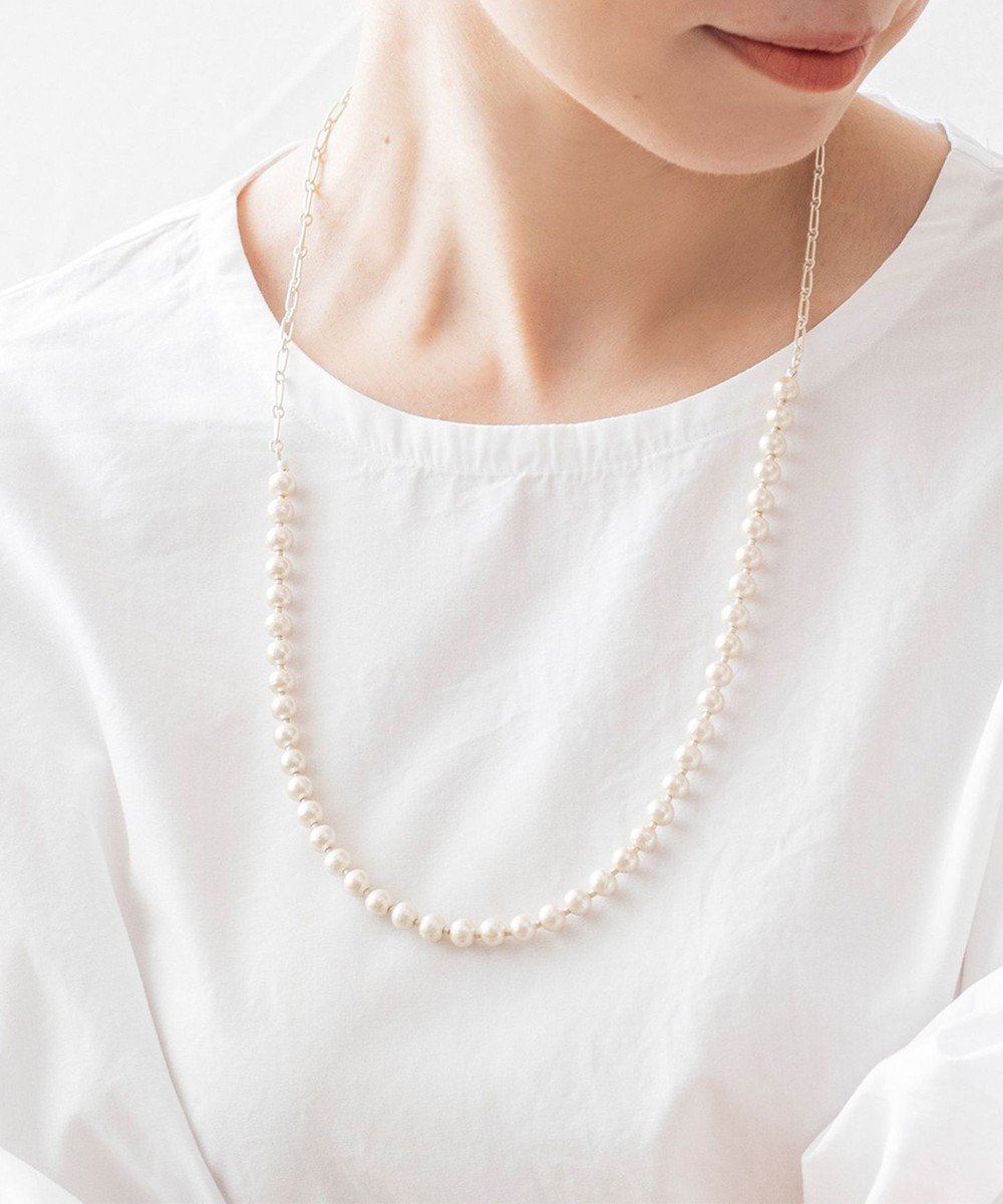 Pisceans コットンパール&フィガロチェーンネックレス 