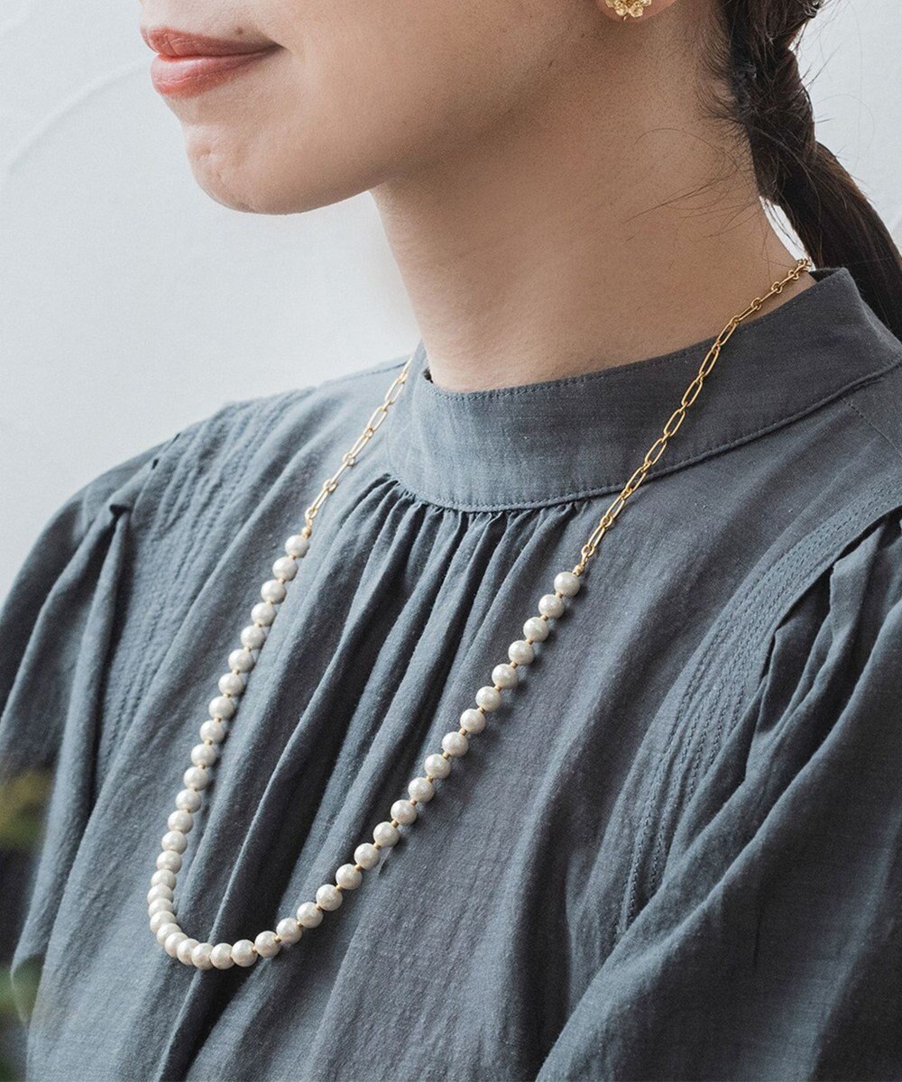 Pisceans コットンパール&フィガロチェーンネックレス 