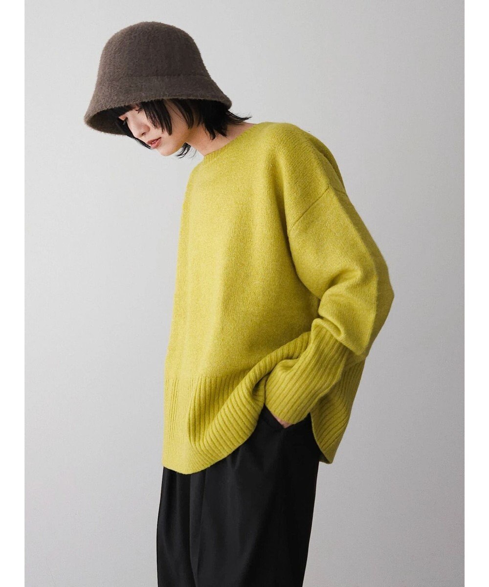 Green Parks ｆｕｗａっとメランジ袖リブ長めニットプルオーバー 