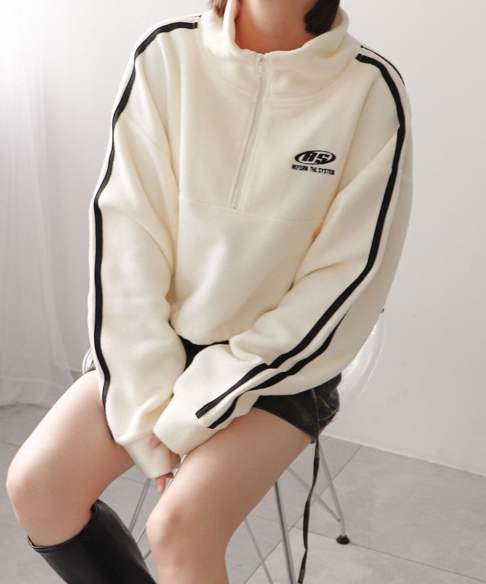 WEGO ハーフジップフリースショートプルオーバー 