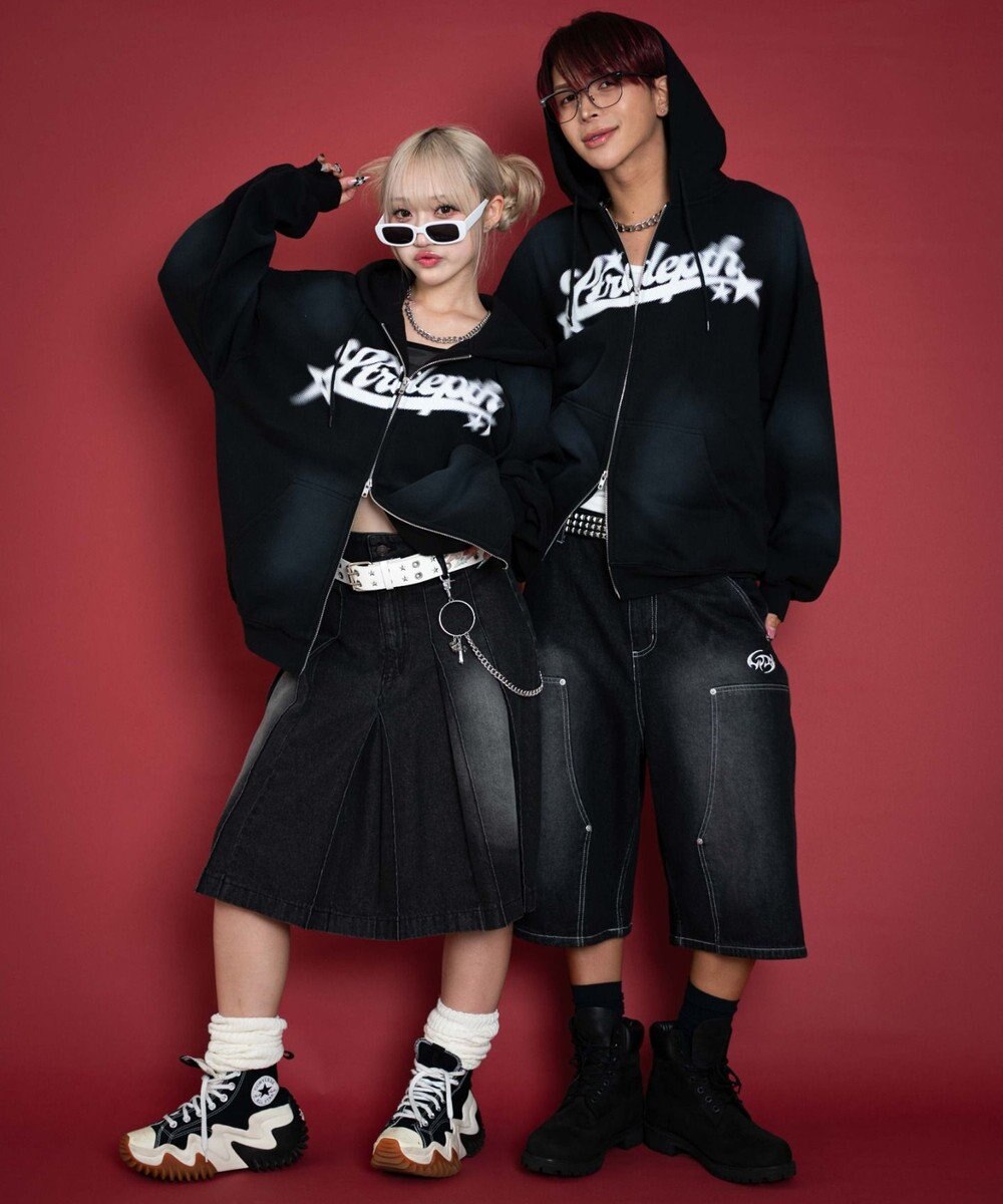 WEGO 【ユニセックス着用ITEM/MLサイズ展開】グラフィックZIPパーカー 