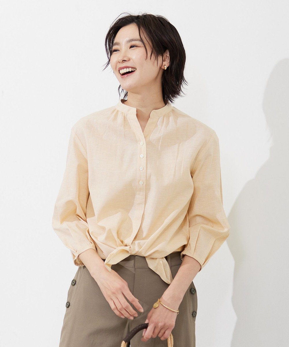 J.PRESS LADIES S 【洗える・吸水】 BEZピンチェック スタンドカラー ブラウス 