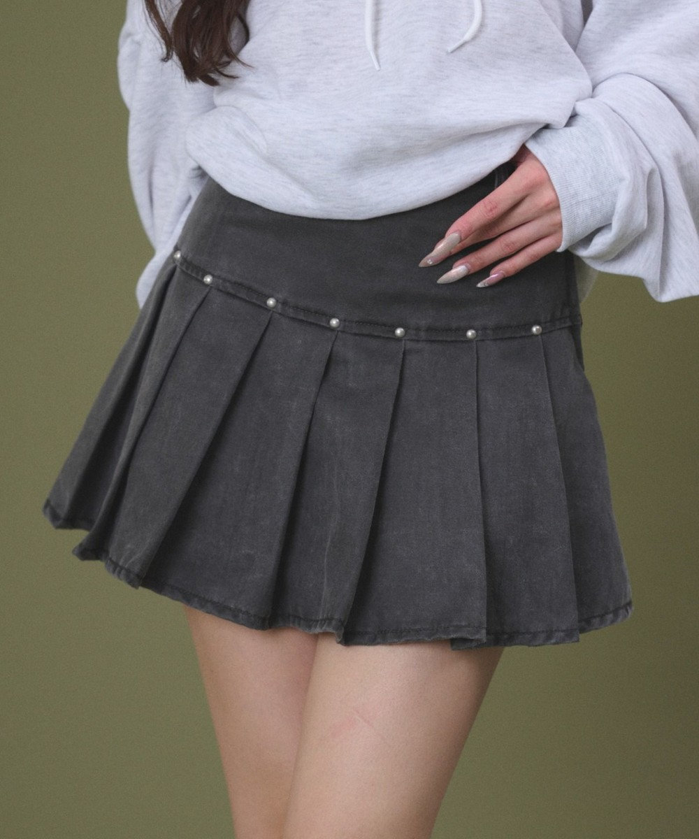 WEGO スタッズデザインプリーツスカパン 