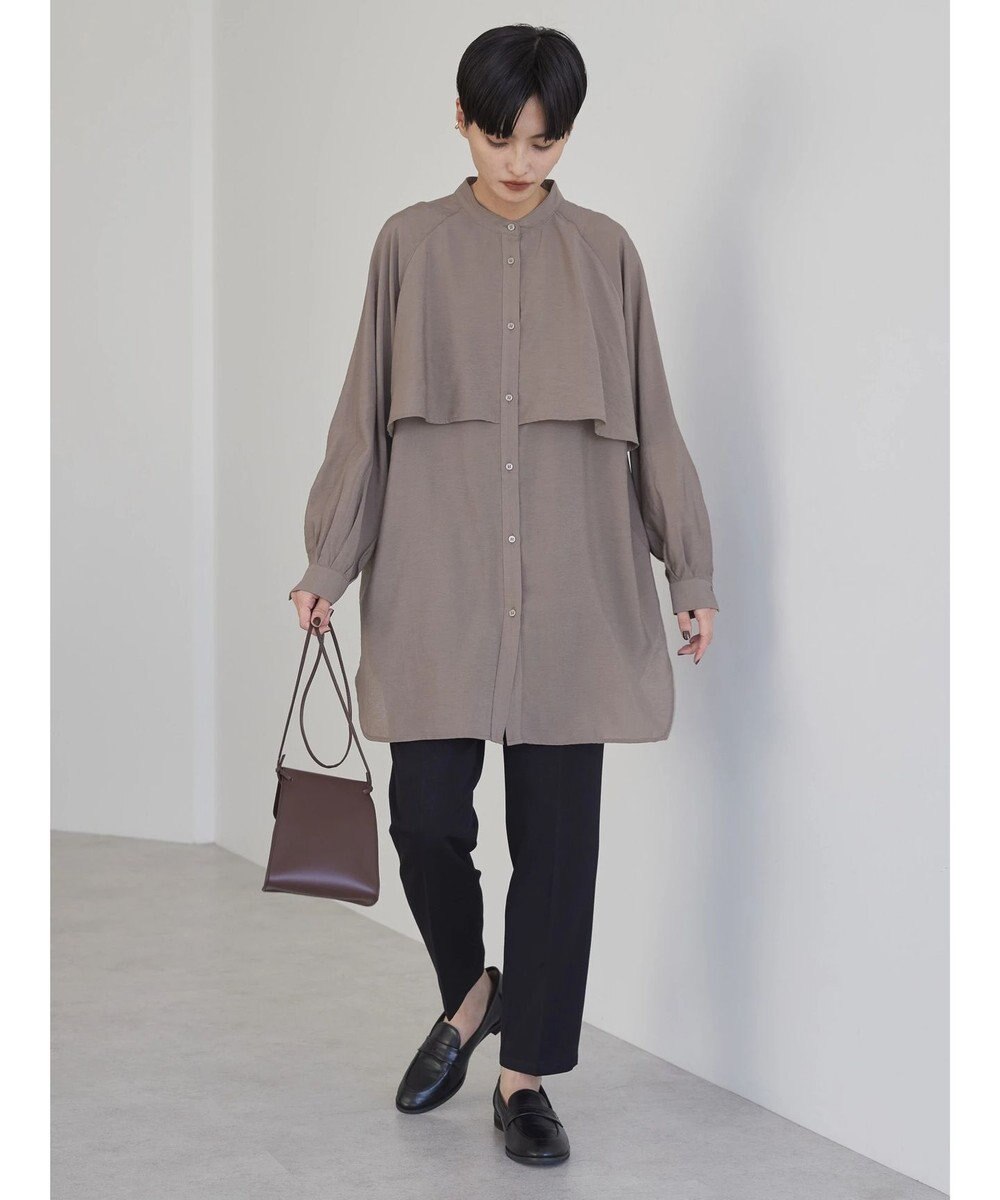 AMERICAN HOLIC バンドカラーフリルシャツチュニック 