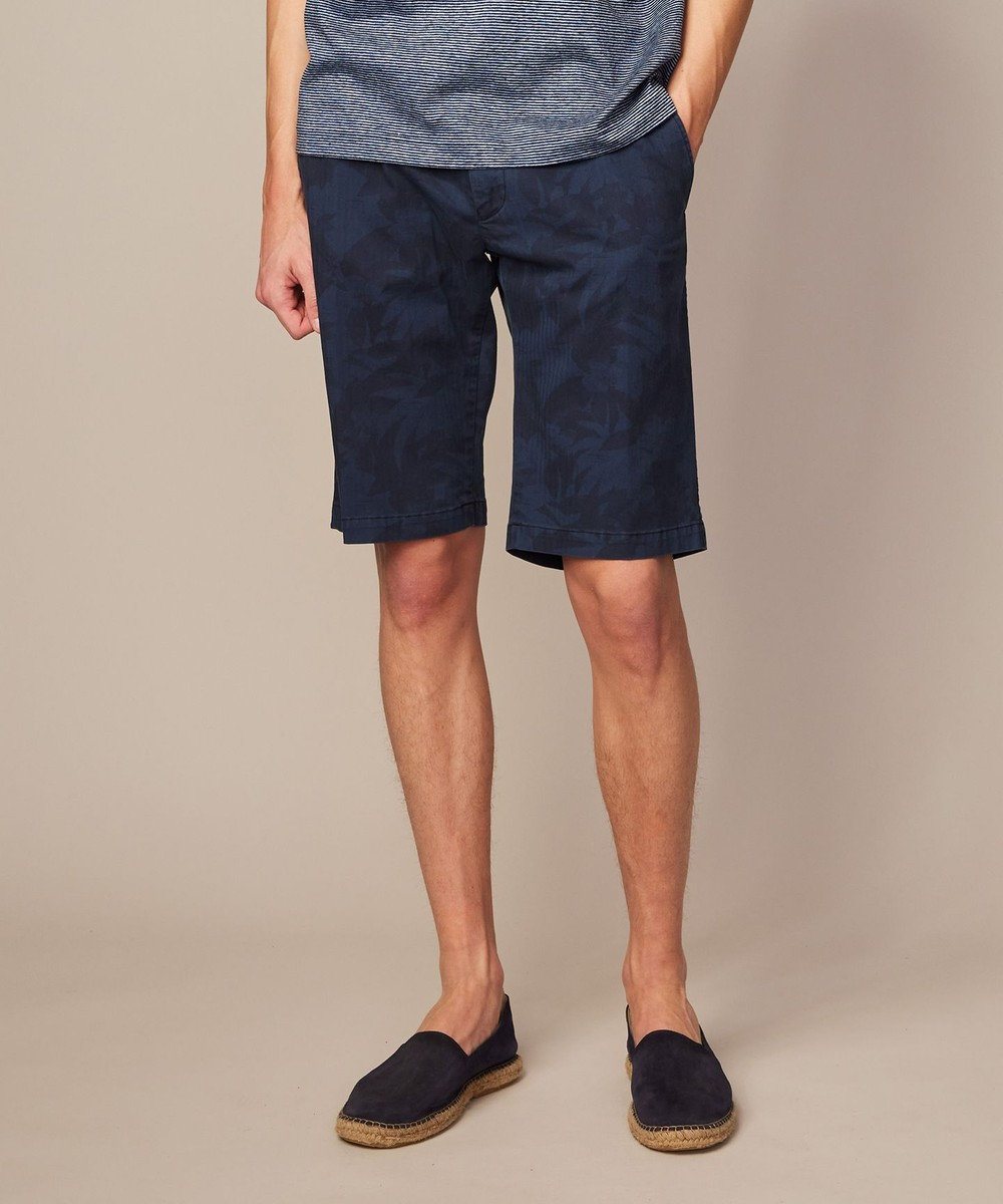 JOSEPH ABBOUD 【イタリア素材/製品染め】ボタニカルヘリンボンプリント ショーツ 