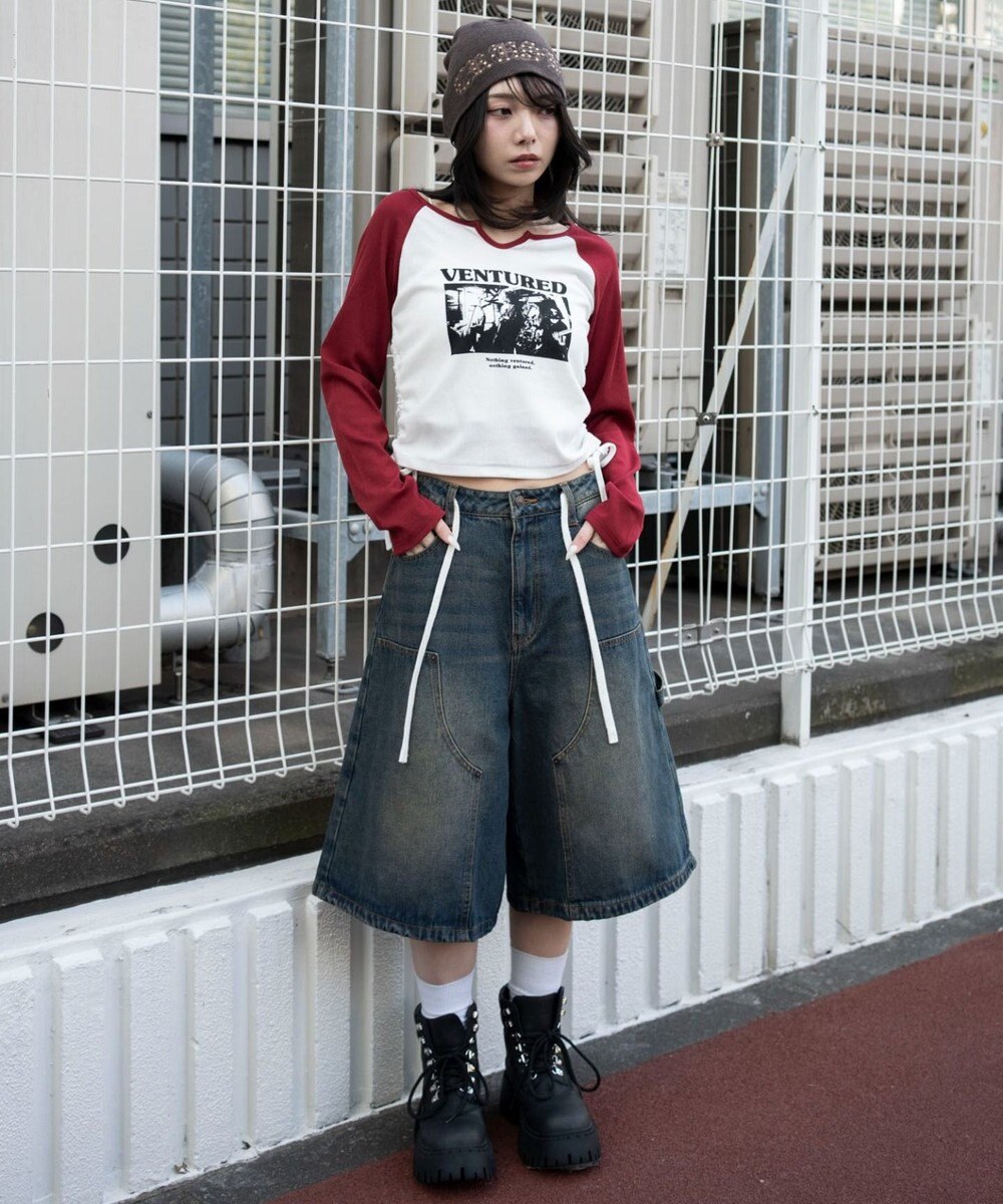 WEGO サイドドロストキーネックロンT 