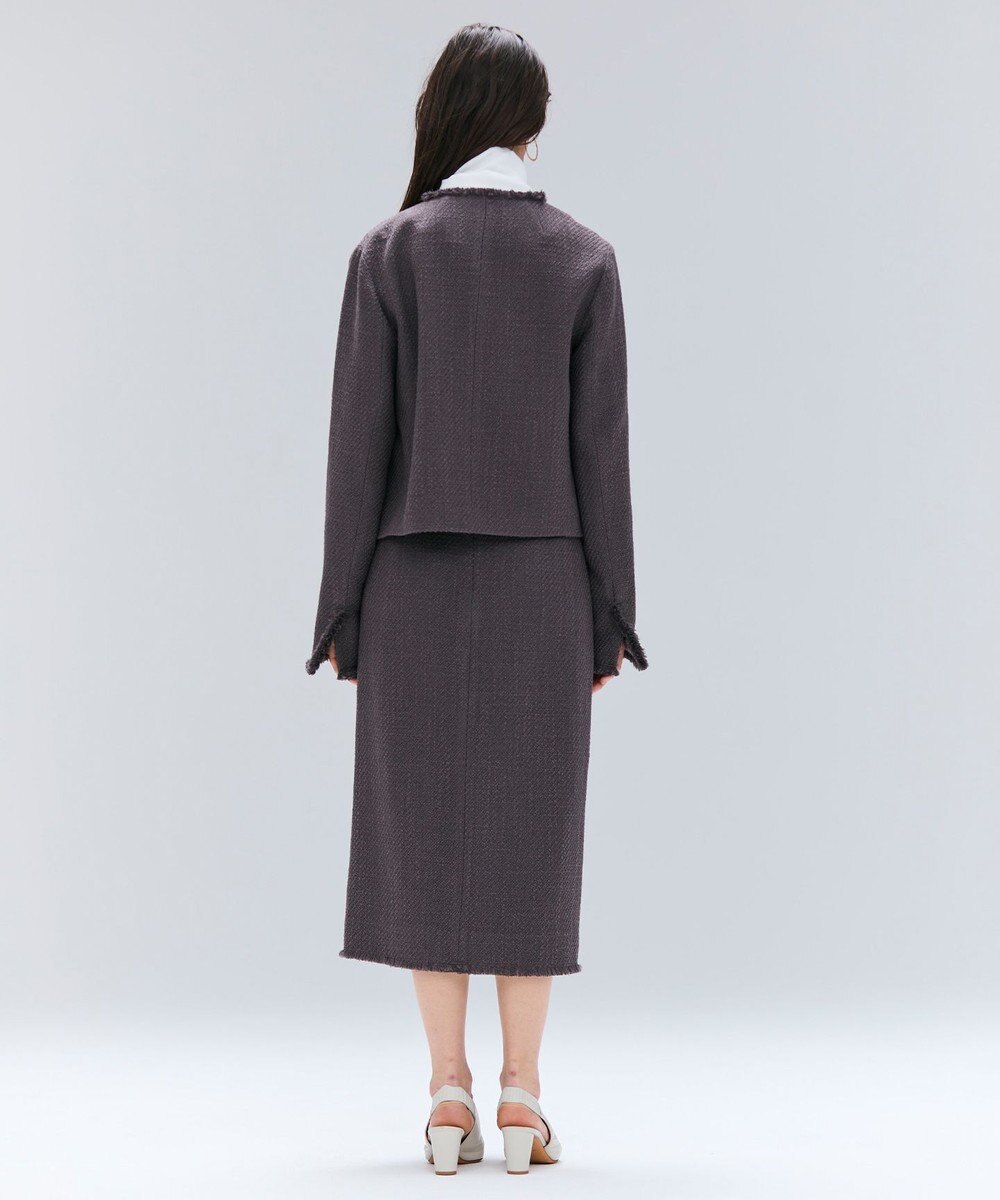 BEIGE， MULLIN / ウールツイードフロントベントスカート 