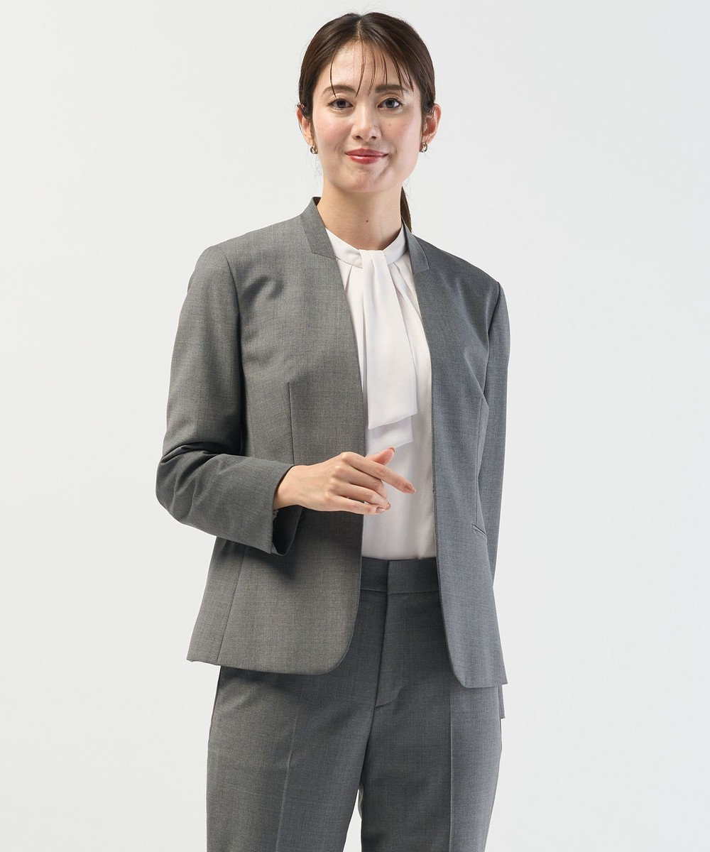 J.PRESS LADIES 【セットアップ対応】BAHARIYE SOLID ノーカラー ジャケット 