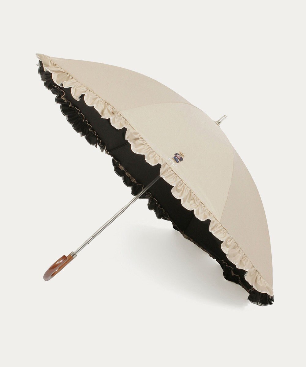 MOONBAT 【WEB限定/遮光率100%/遮熱/UV】POLO RALPH LAUREN（ポロ ラルフローレン）晴雨兼用日傘 ワンポイント ポロベア刺繍 フリル 長傘 