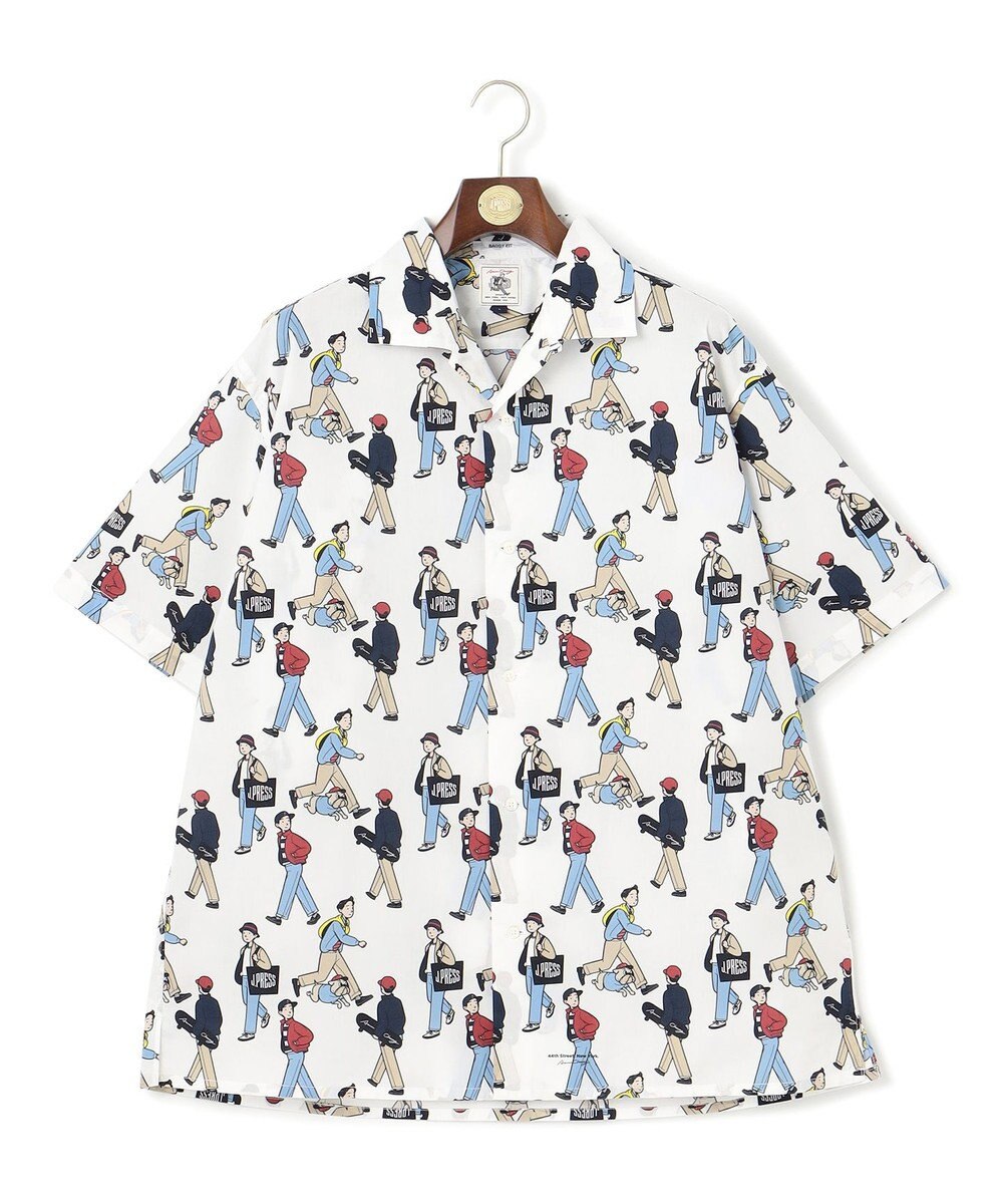 J.PRESS MEN 【AaronChang】【UNISEX】プリントタイプライター オープンカラーシャツ 