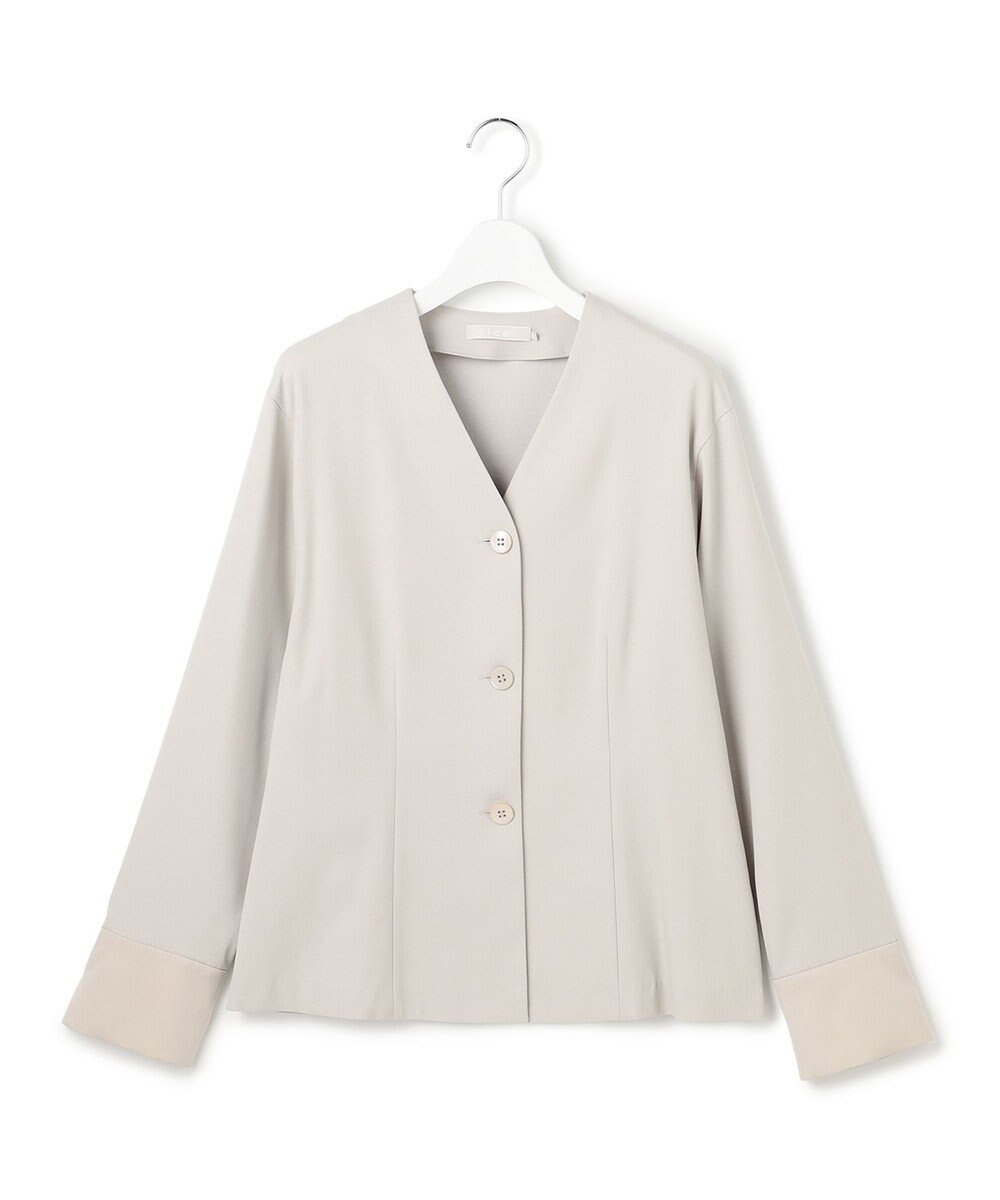 ICB 【CLASSY.掲載・裏起毛】 ウォームサテン カーディガンブラウス 