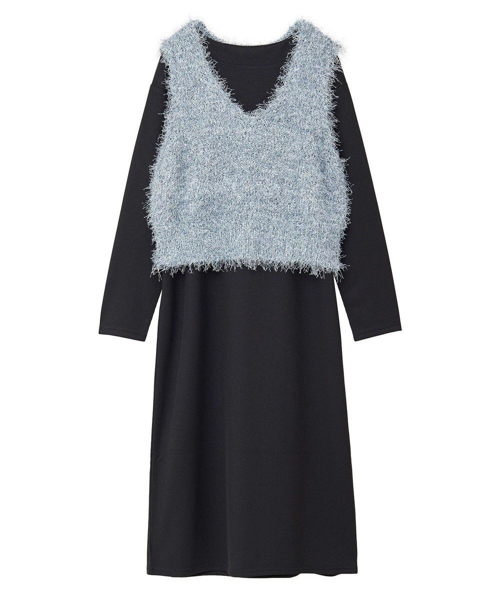 Green Parks ＳＥＴ２点ベスト＋リブワンピース 