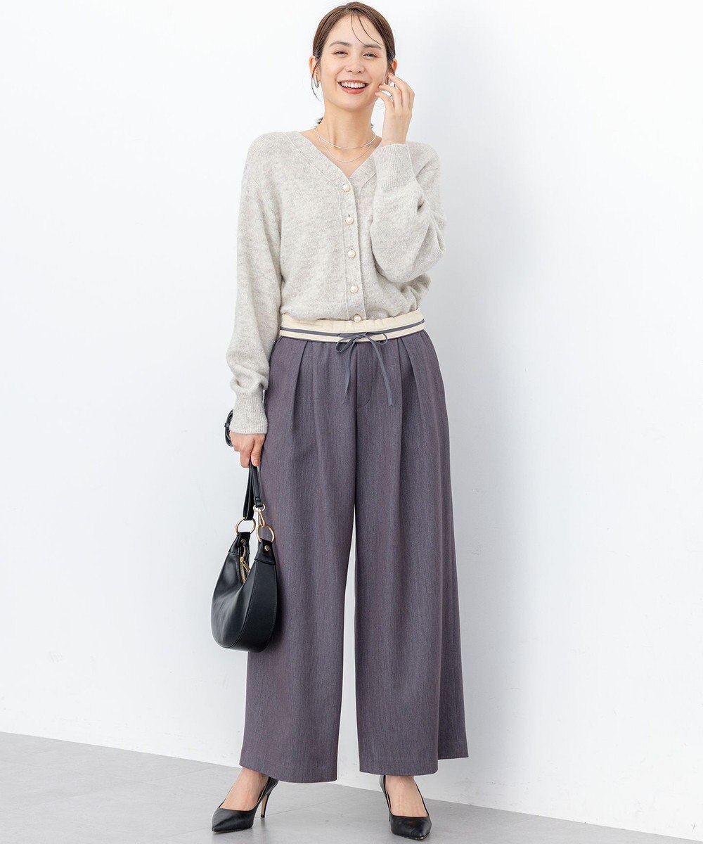 組曲 L 【加藤ローサさん着用】ラメストライプ ワイドパンツ 