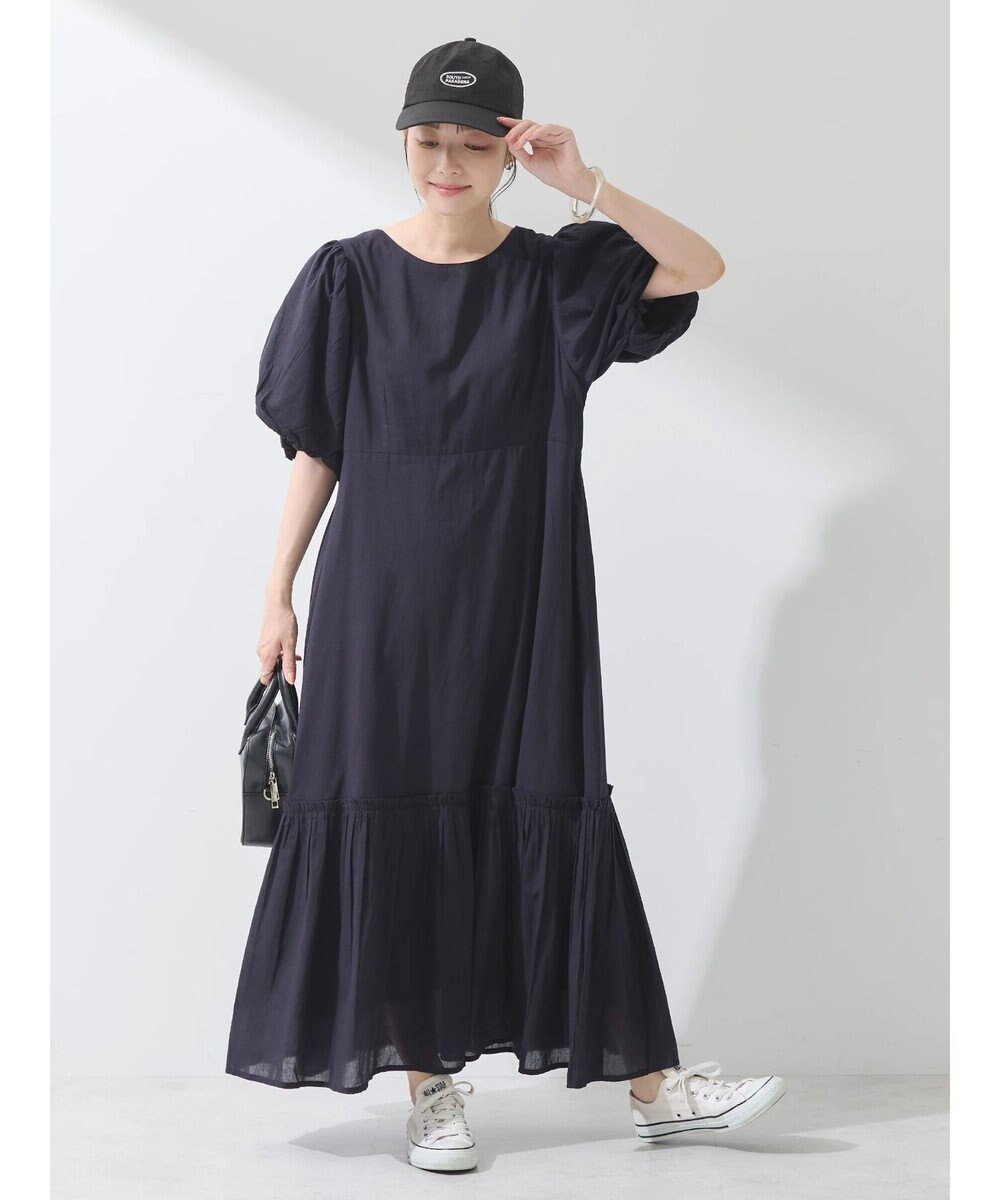 earth music&ecology コットンボイルパフスリーブワンピース 