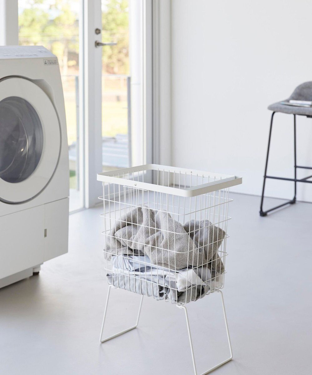 tower 折り畳み脚付きランドリーバスケット タワー ホワイト 