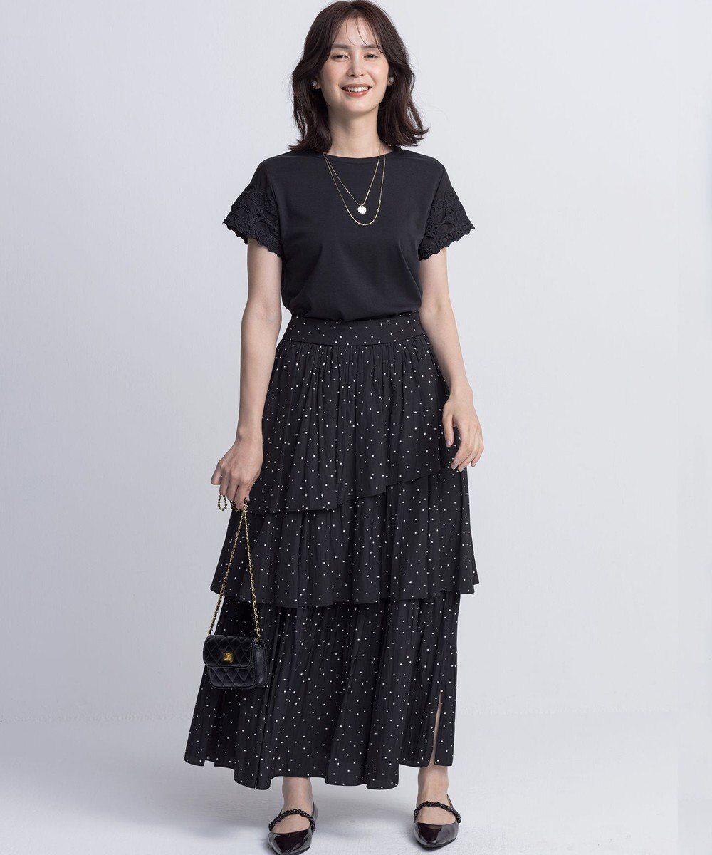 組曲 レーススリーブシルケット カットソー 