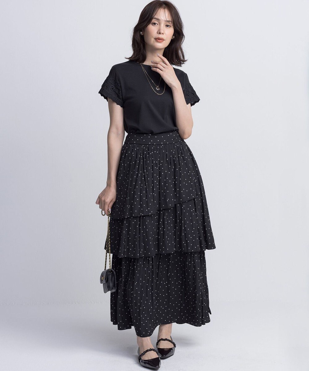 組曲 レーススリーブシルケット カットソー 