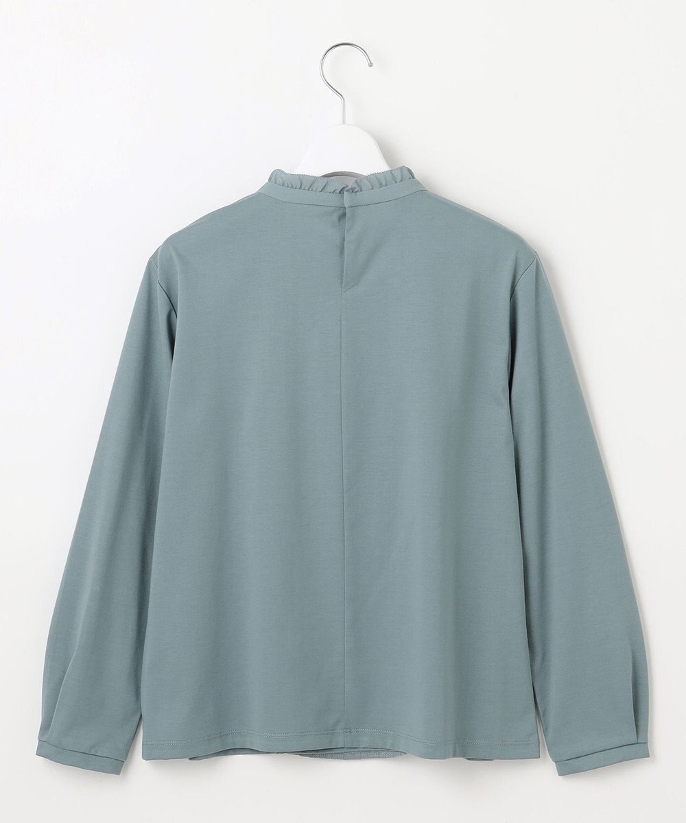 J.PRESS LADIES L プレーティングジャージー フリルネック カットソー 