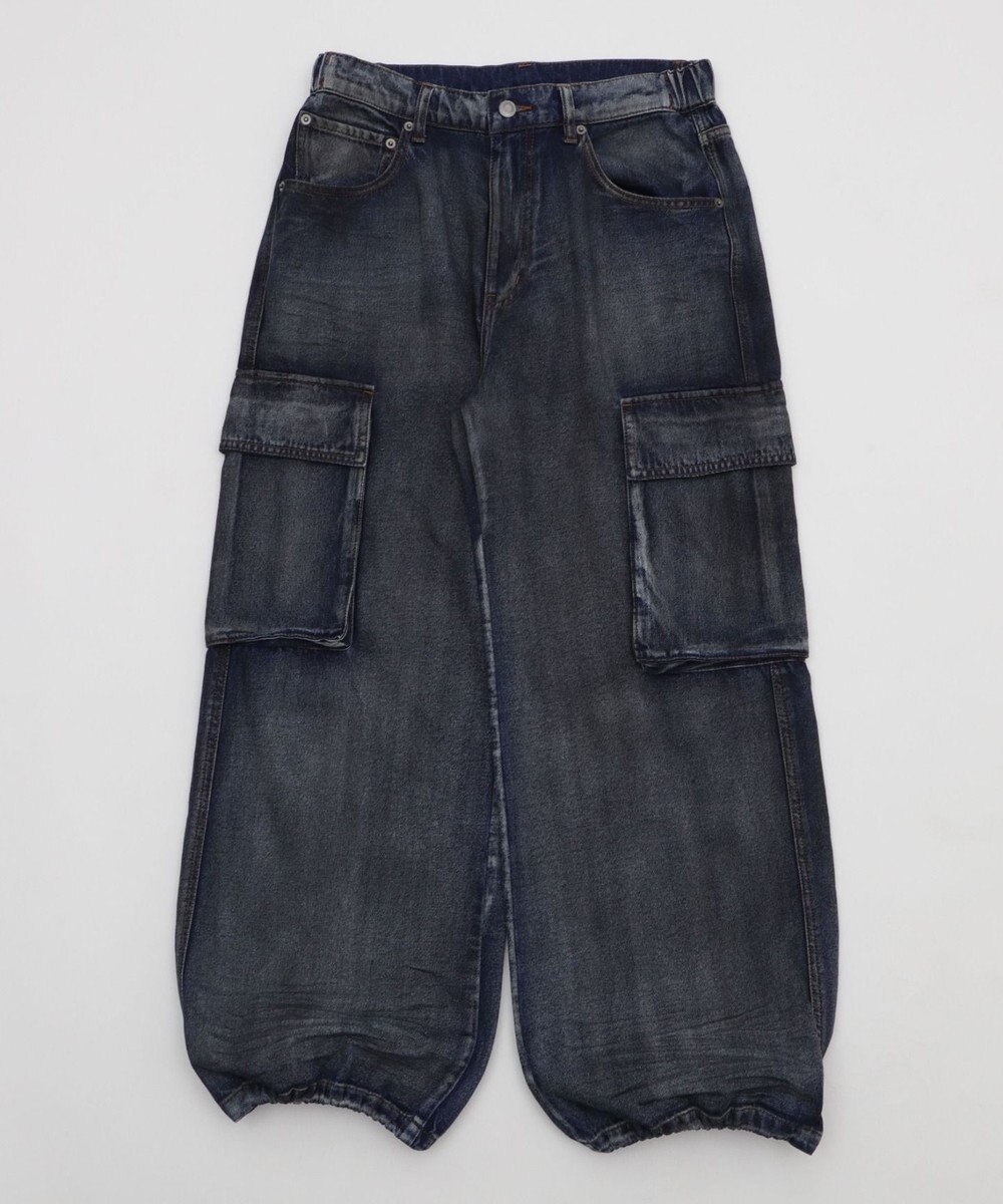 WEGO ローライズバギーフレアデニムカーゴパンツ 