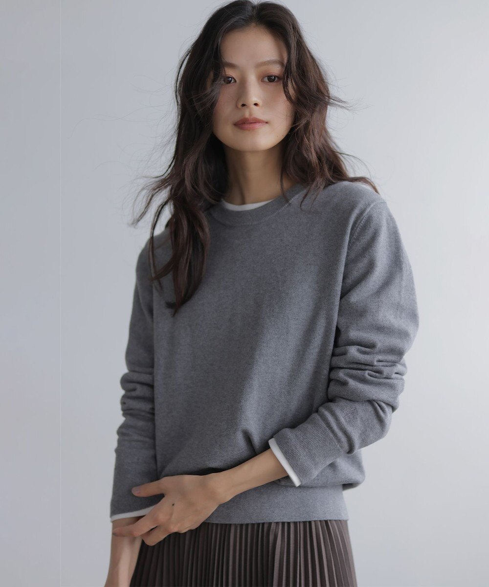 組曲 【加藤ローサさん着用】コットンカシミヤMIX刺繍入りニット 