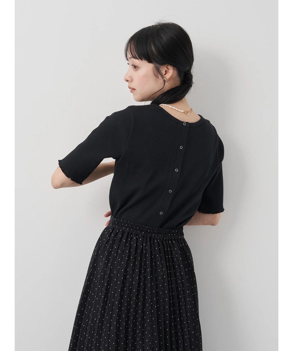 earth music&ecology ドットボタン５分袖リブプルオーバー 